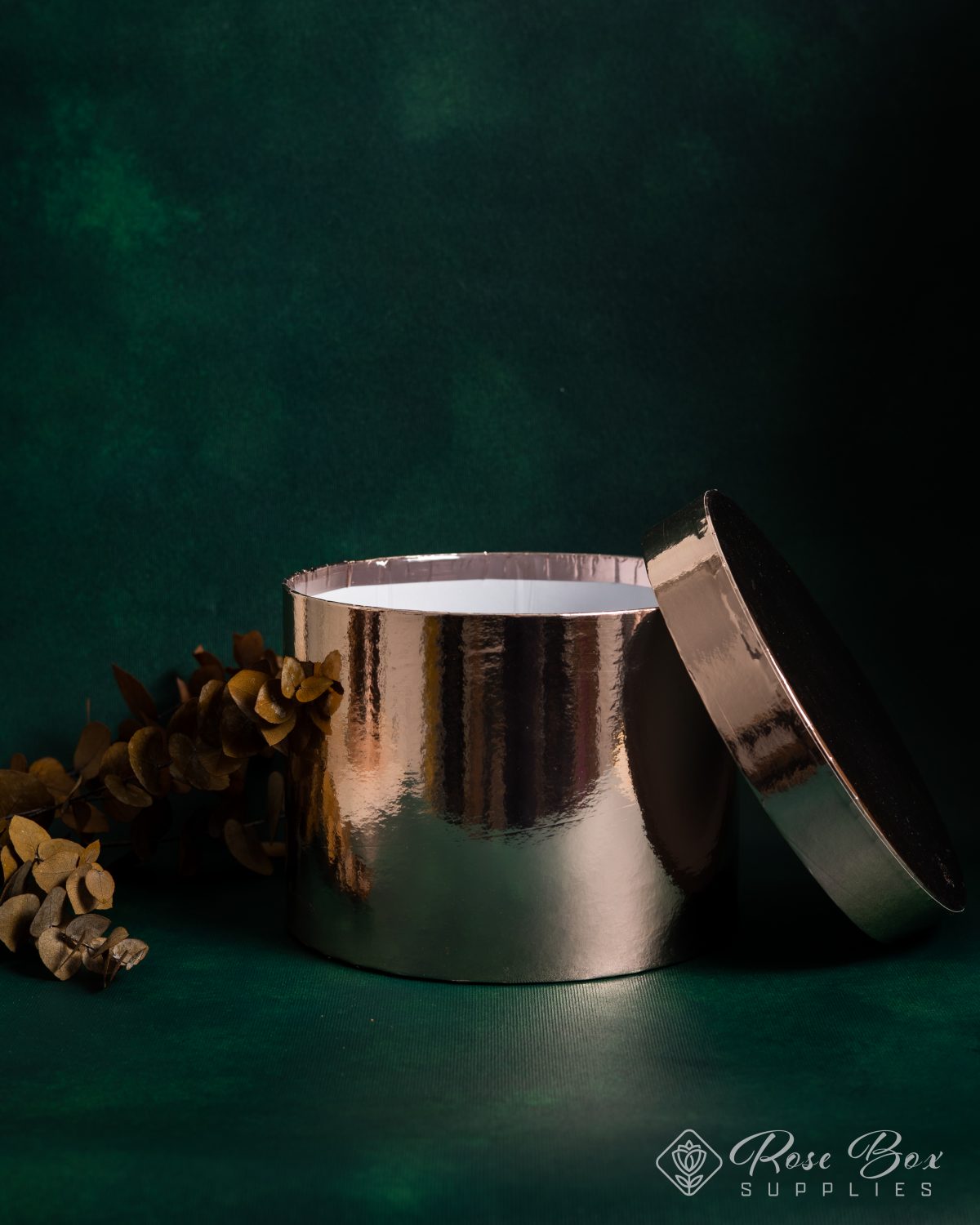 Rose Gold - Sheen Round Lined Oasis® Flower Hat Boxes Rose Gold - Sheen Round Lined Oasis® Flower Hat Boxes