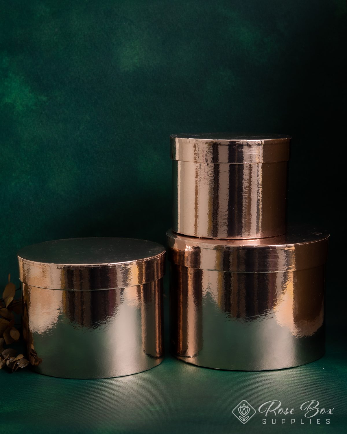 Rose Gold - Sheen Round Lined Oasis® Flower Hat Boxes Set of 3 - Image 1